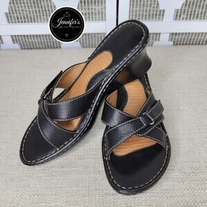 Born Brown W3749 Criss Cross Velcro Strap Slip On Wedge Sandals Size 8